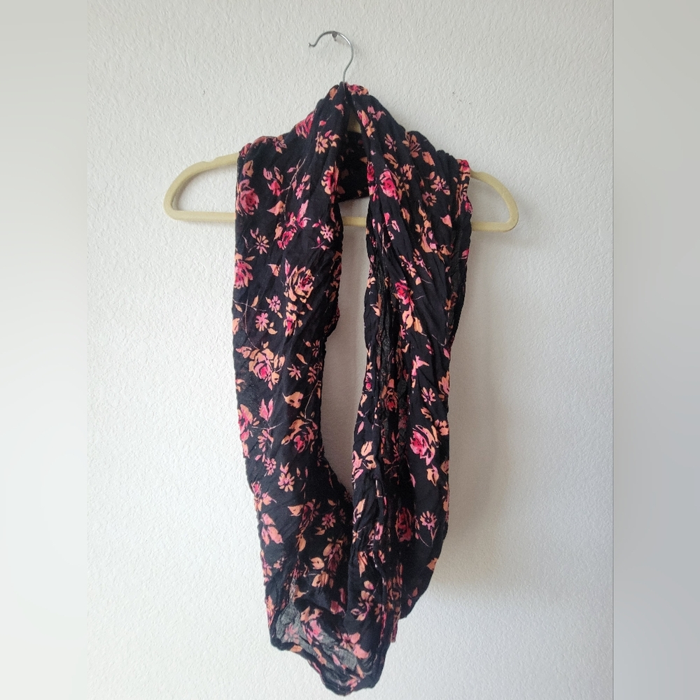 Floral Black and Pink Women's Scarf